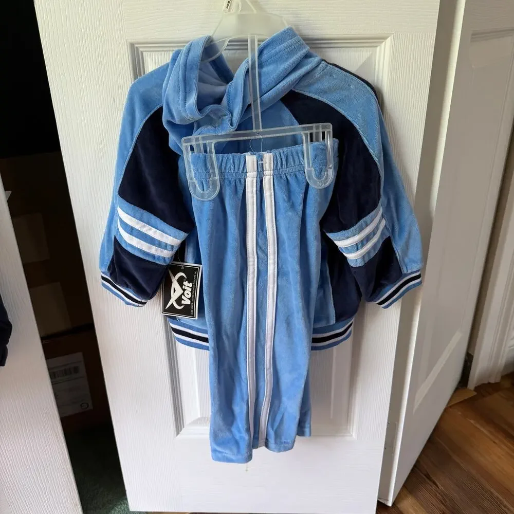 NWt Voit kids 18 mo Hoodie tracksuit warm-ups zip front top elastic waist pants
